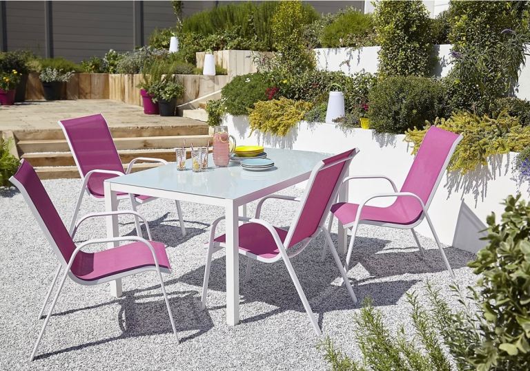 Blooma Janeiro Aluminium/Glass White 6 seater dining kitchen patio conservatory garden Table NEW 