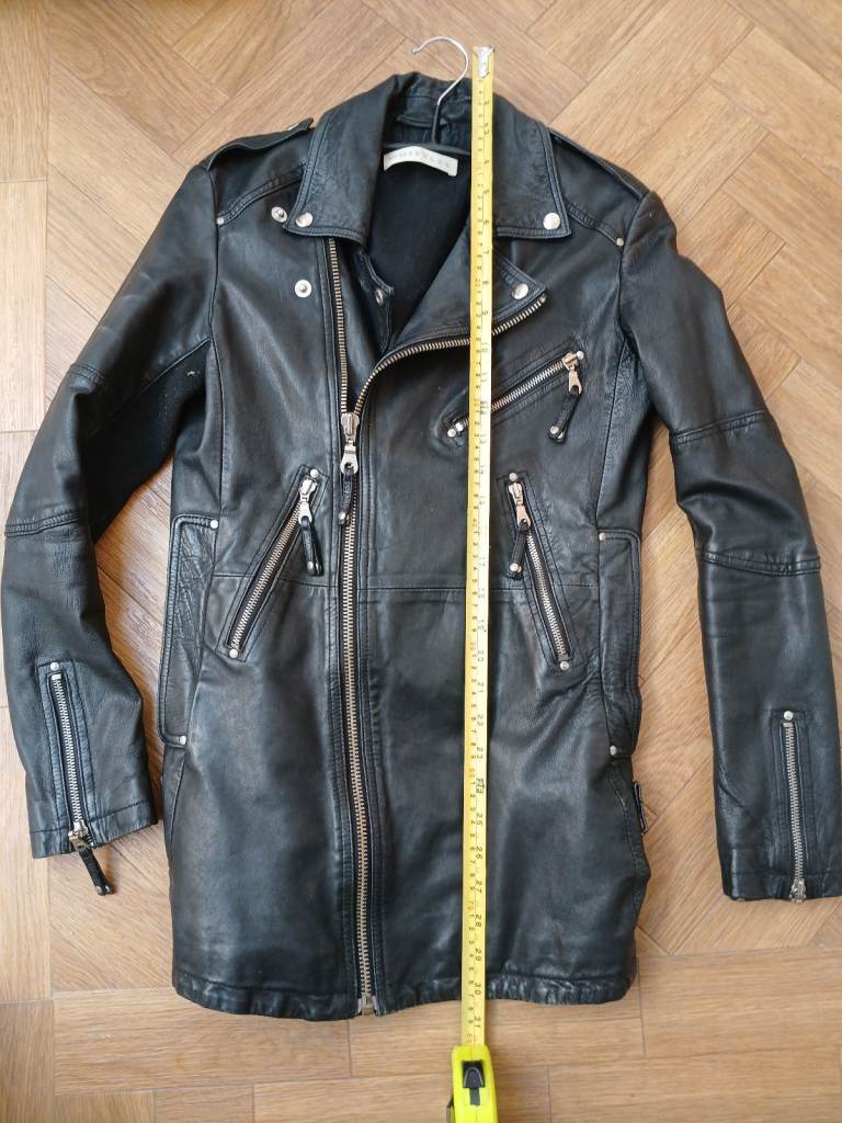 Whistles Belted Agnes Biker Jacket S UK 8 10 Black Leather New RRP £349
