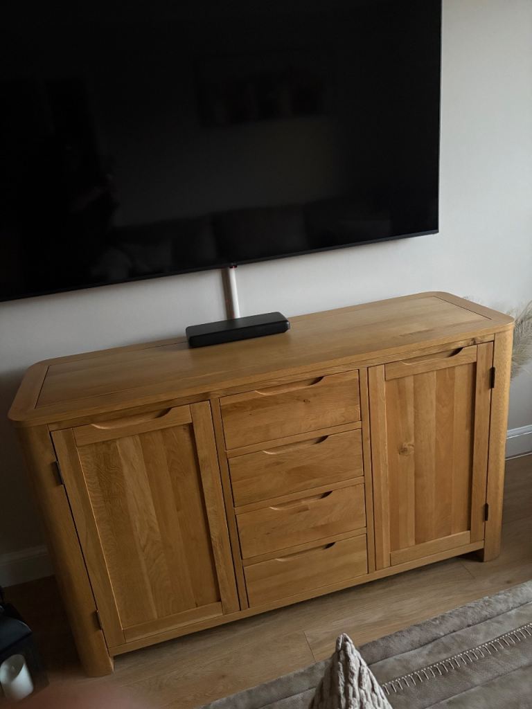 Solid Oak Sideboard with Drawers and Cupboards – Good Condition