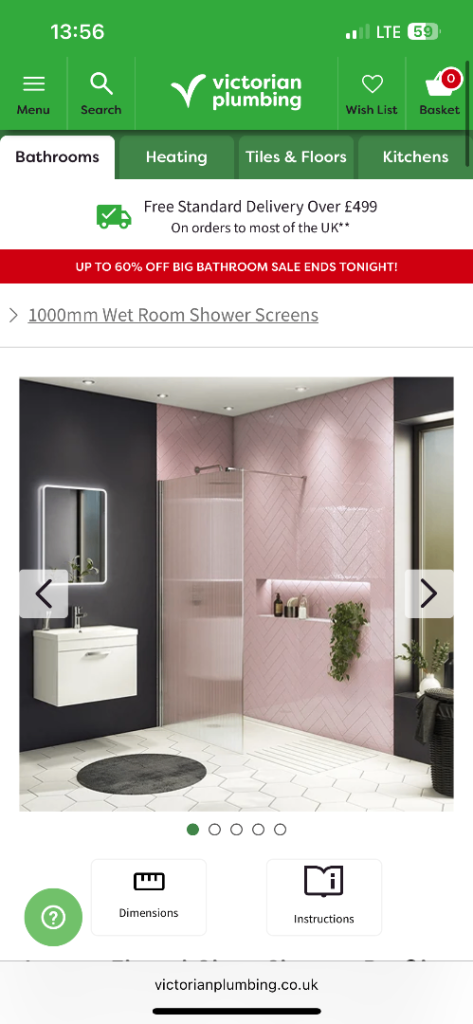 image for Arezzo Fluted Glass Shower Screen