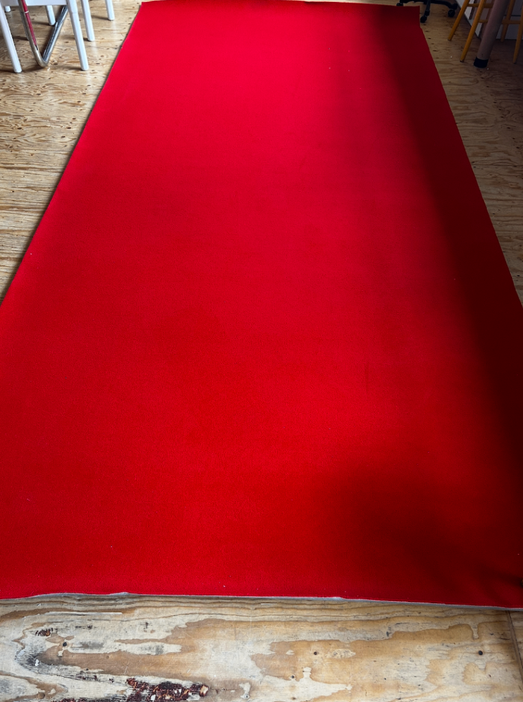 Salsa Filmed Velour Fabric Carpet Rouge