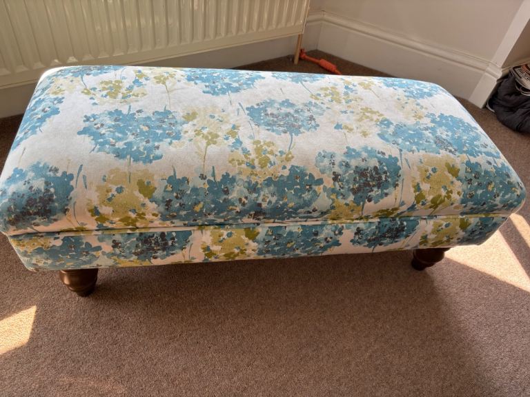 Floral Fabric Footstool / Ottoman – Great Condition