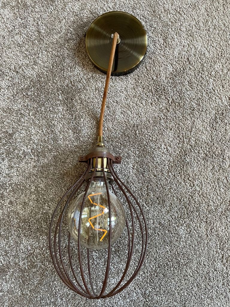 Industrial bulb brass cage ceiling light 