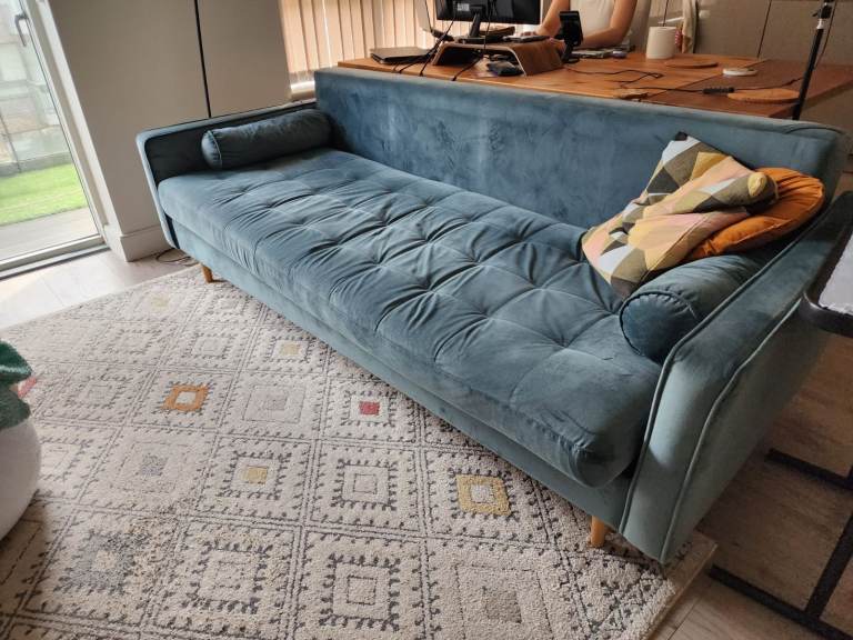 3-Seat Velvet Sofa-bed, Good Condition