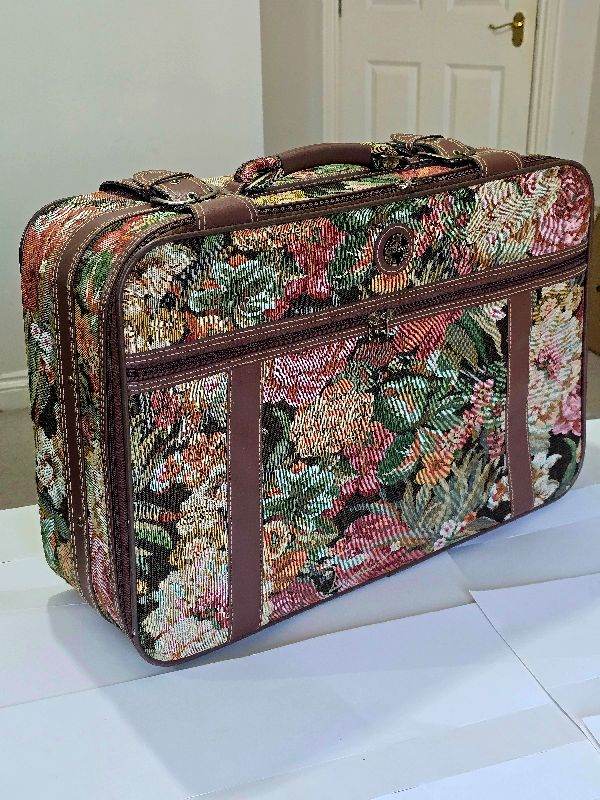 Hawa 90's Vintage Floral Tapestry Suitcase Briefcase, 58x42x20 cm