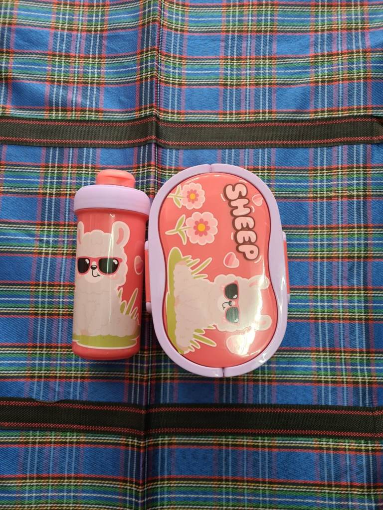Kids Pink Lunchbox & Bottle Set – Sheep Design
