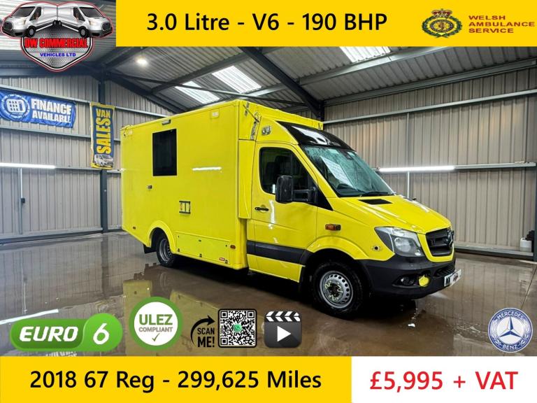 2018 67 Reg Mercedes Sprinter 519 CDI MWB Auto Ex-NHS Ambulance Service + VAT