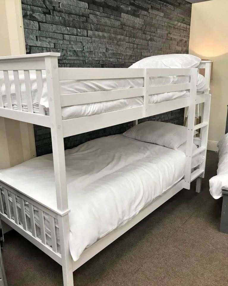 image for Bunk beds !! New Single wooden Bunk bed Frame with 2x Mattress 
