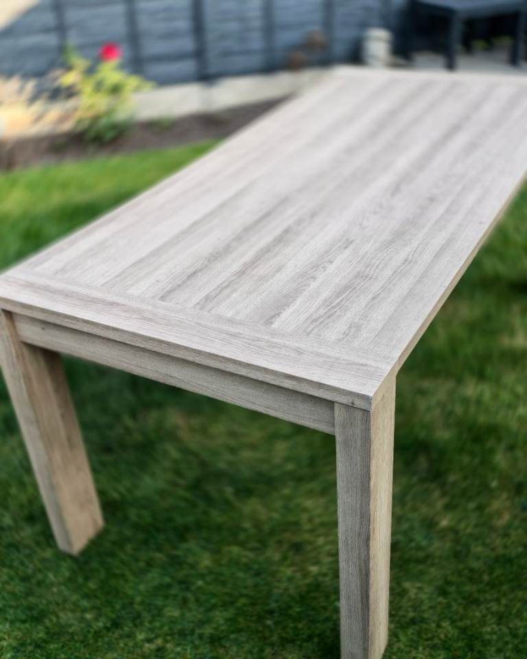 Large Wooden Dining Table – Light Grey Wood Effect