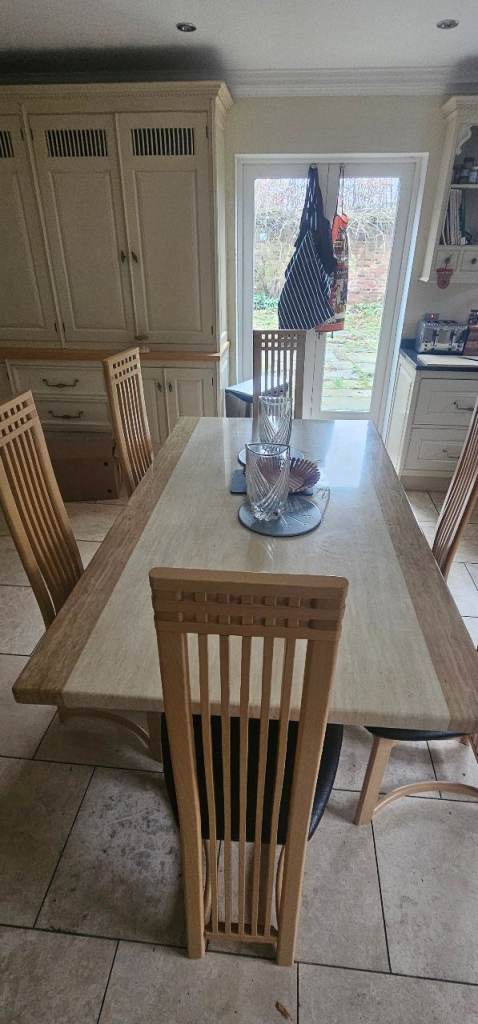 Stylish Marble Effect dinning table with six chairs set