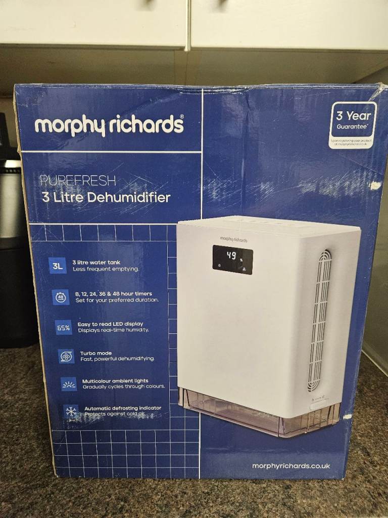 Morphy Richards PureFresh Dehumidifer 3L (Brand New & Sealed)