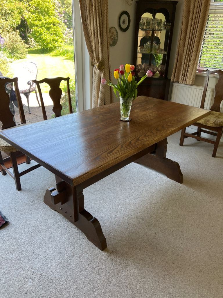 Antique Oak Trestle Table 