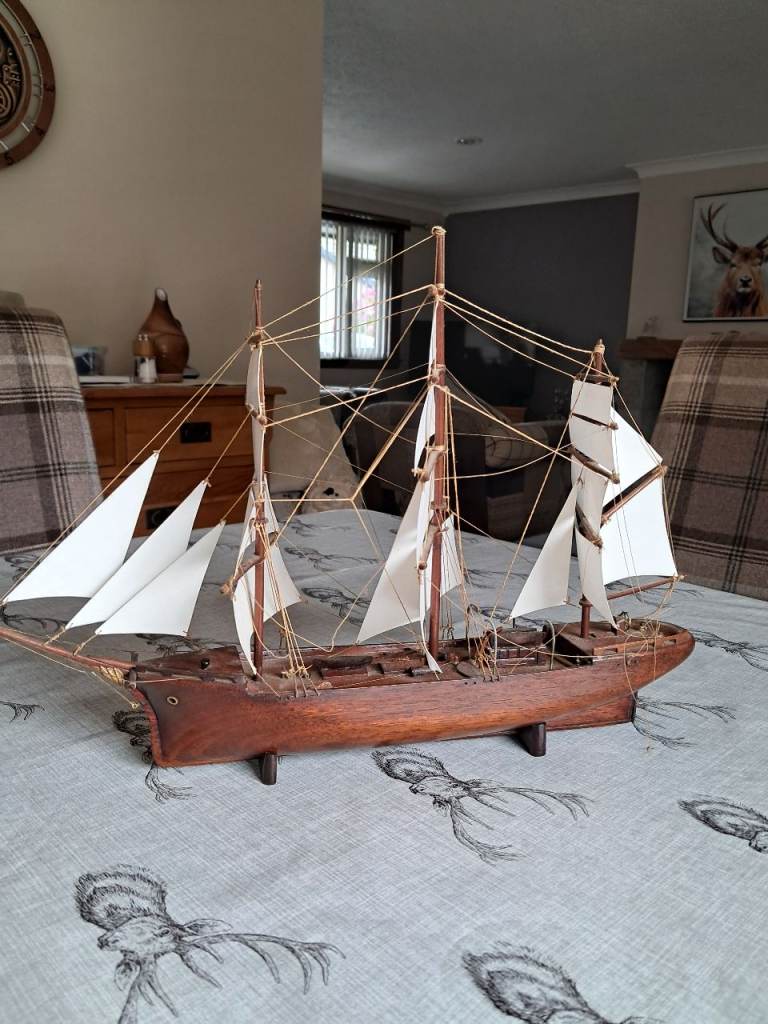 Vintage Wooden Model Sailing Ship