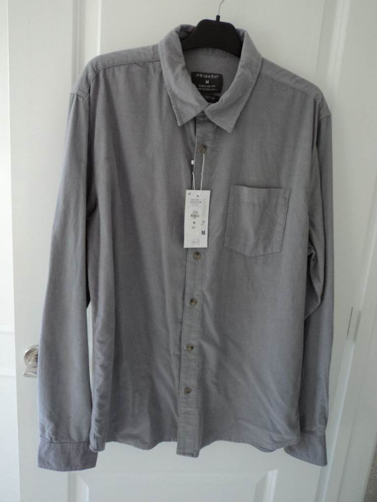 Brand new men's long sleeved  corduroy grey shirt. 