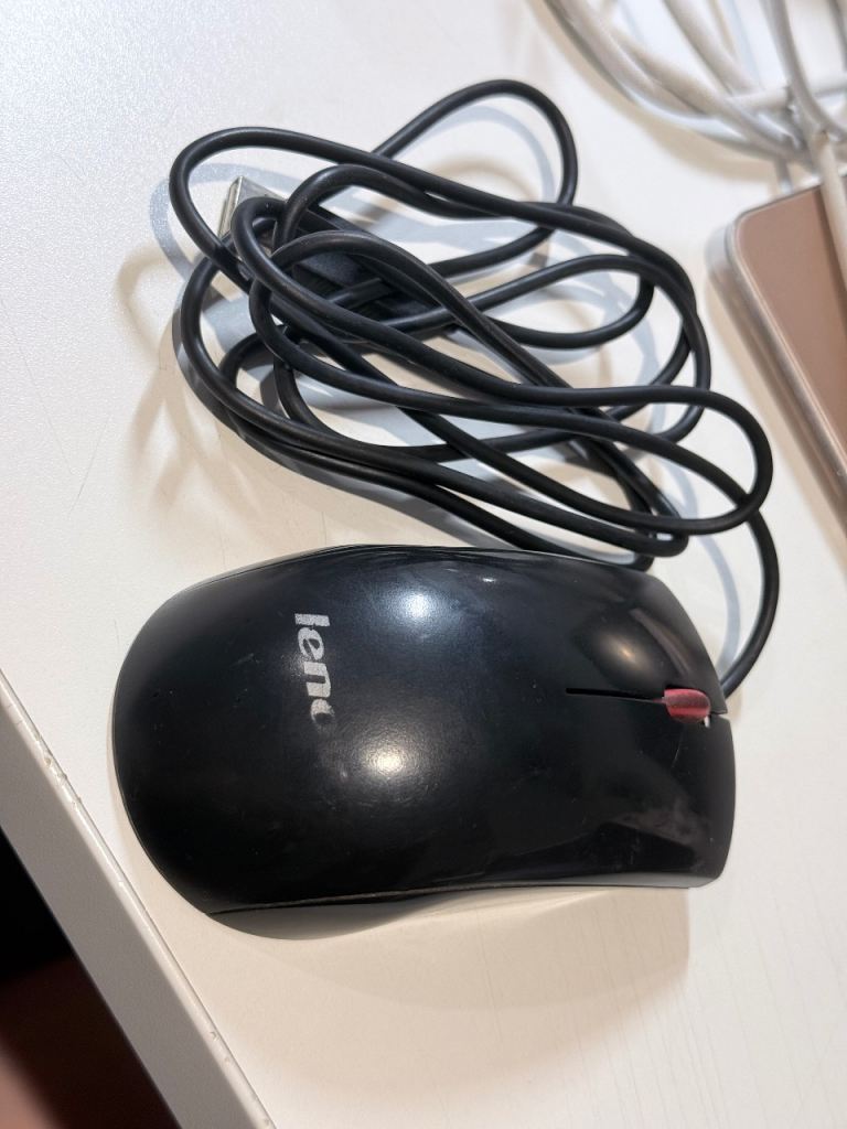 Lenovo Wired USB Mouse – Black, Good Condition