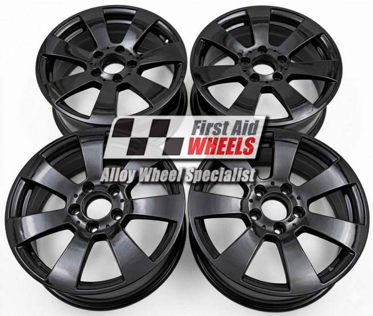 MERCEDES C CLASS W204 4x 16'' GENUINE 7 SPOKE GLOSS BLACK ALLOY WHEELS S334BG4