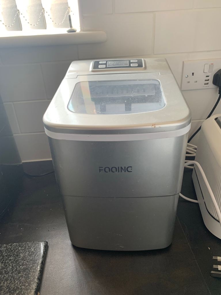 FOOING Ice Maker Machine – Silver, Good Condition