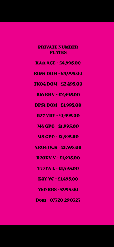 PRIVATE NUMBER PLATES