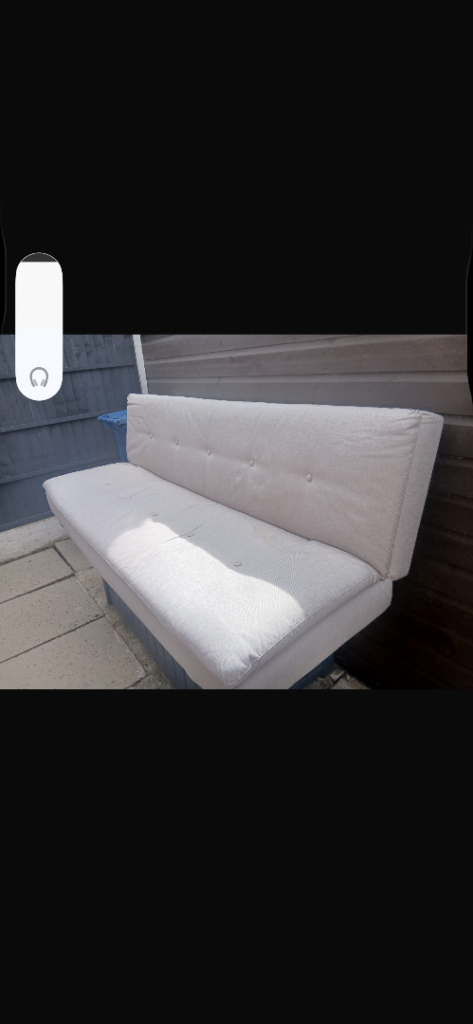 Double Sofa Bed Cream Fabric - Fair Condition