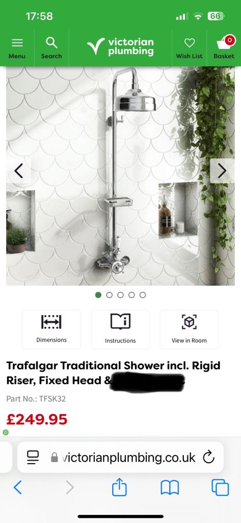 Trafalga Rigid Riser Shower 