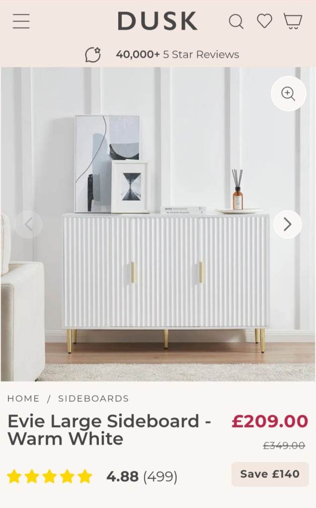 Brand New Evie Large Sideboard - Warm White