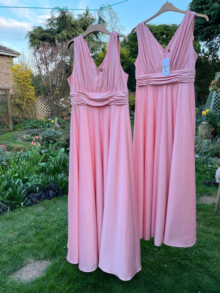 Two BIBA bridesmaid dresses/guest dresses in blush sizes 14 & 16, New & Very Good.