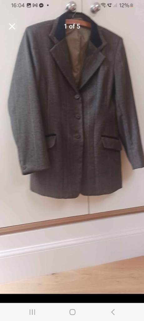 Green tweed check riding jacket