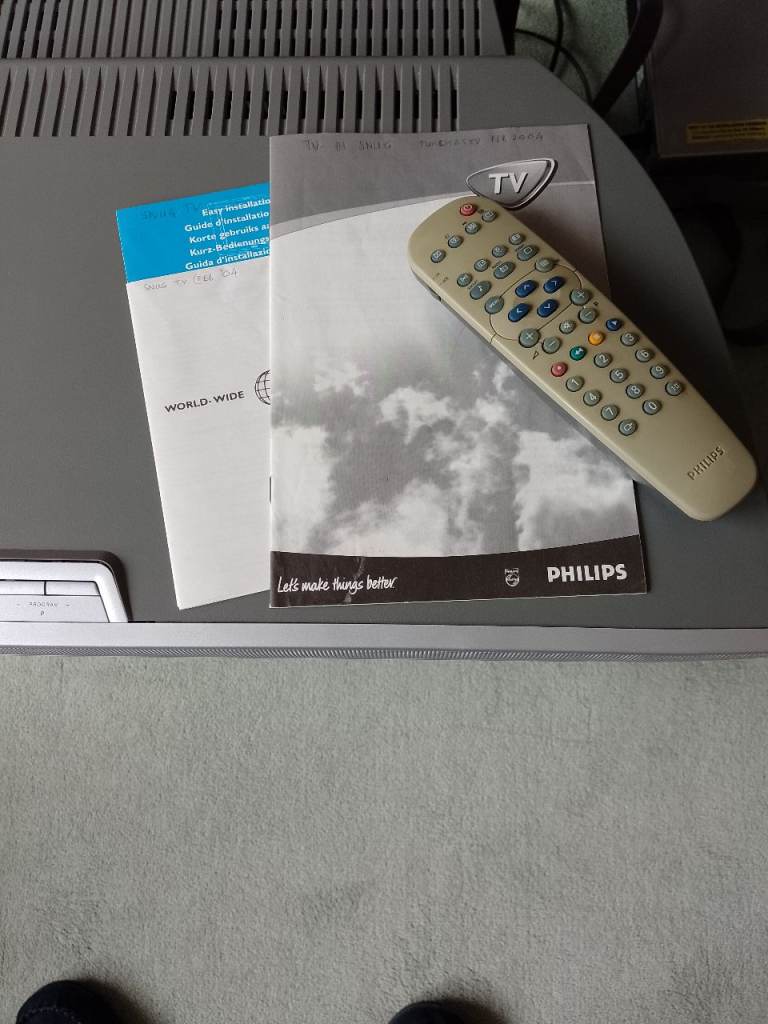 Philips CRT TV with Remote and Manuals – Good Condition