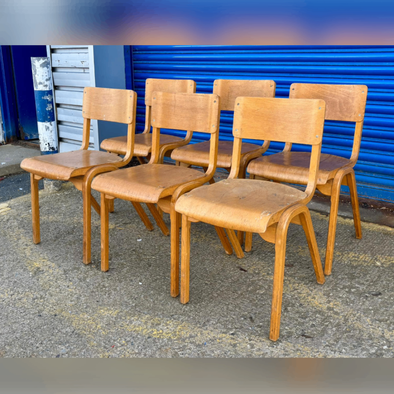 Set of Six Mid Century Plywood Chairs £95