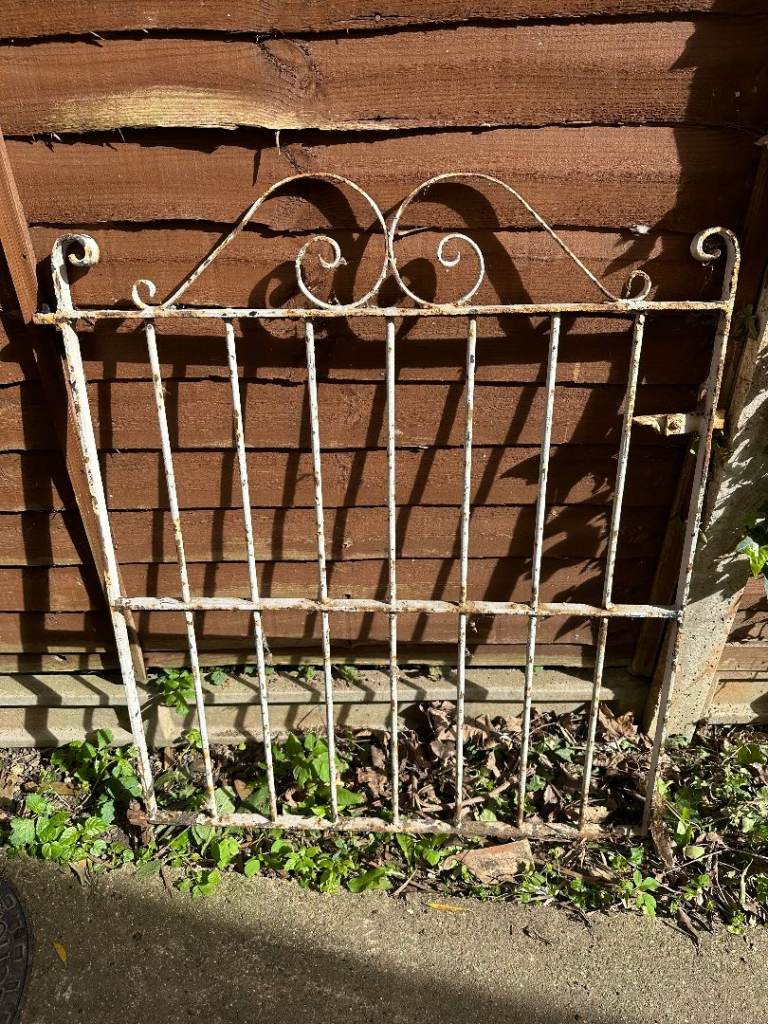 Classic Vintage 1930s Reclaimed Wrought Iron Garden Gate Art Deco Scroll Design