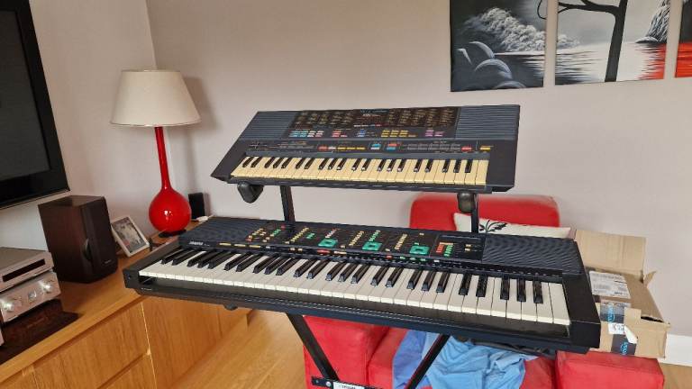 2 Yamaha Keyboards with Double Stand & Laney Session Keyboard Amplifier plus effects pedal. 