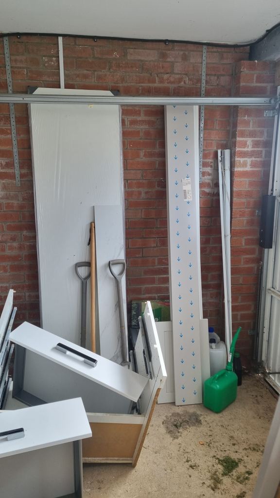 Old kitchen units and brand new kitchen materials from recent fitting