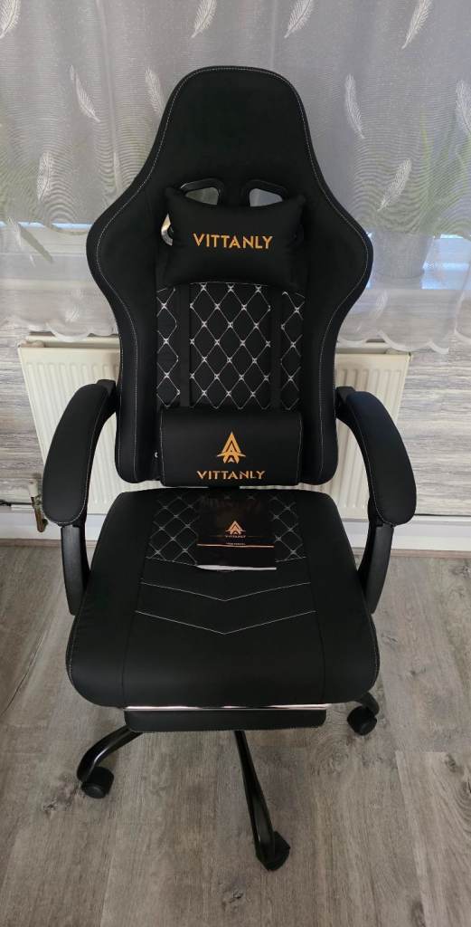 Gaming Chair Spring Cushion, Ergonomic With Footrest, Headrest Lumbar Support, Height Adjustable