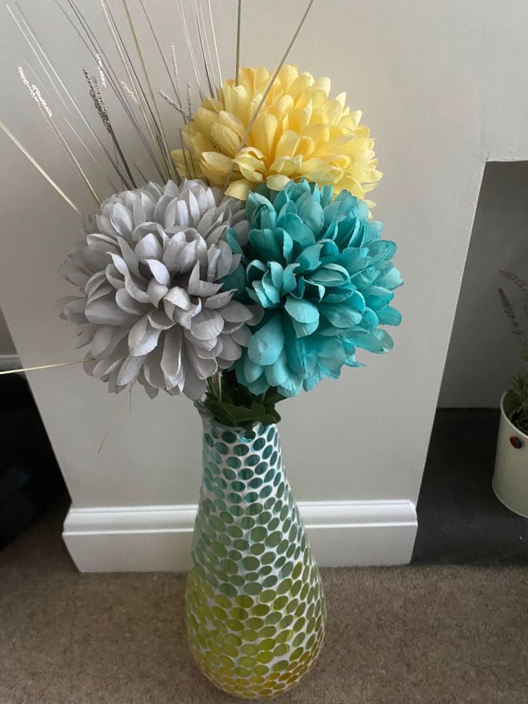 Glass decorative vase, and green vase, 