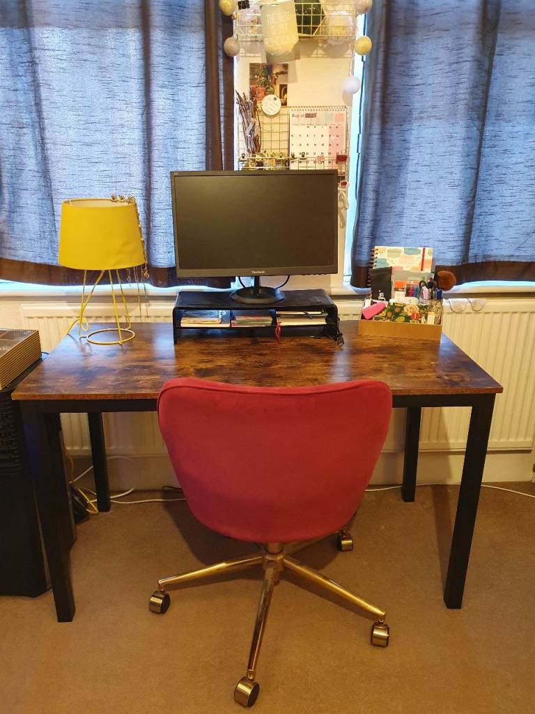 Wood effect table desk 120 x 60 cm 