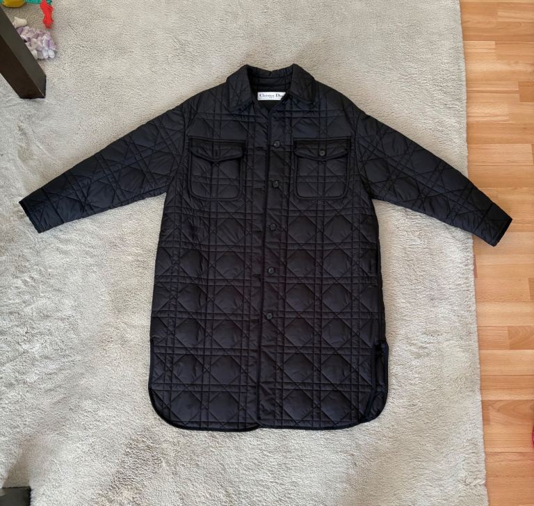 Dior black quilted long jacket