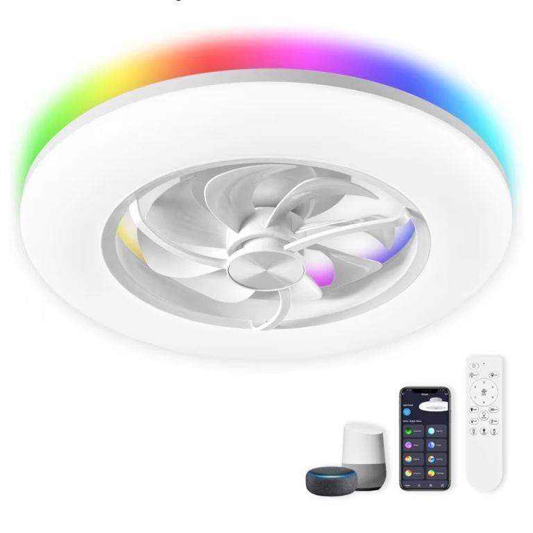 New Smart Ceiling Light Fan Alexa/Google Assistant/App Control LED-RGB 22” Low Profile RRP £159.99
