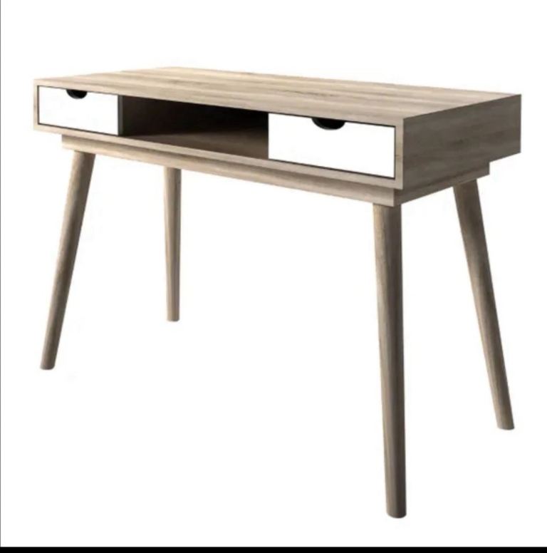 LPD Furniture Scandi Oak Desk White 