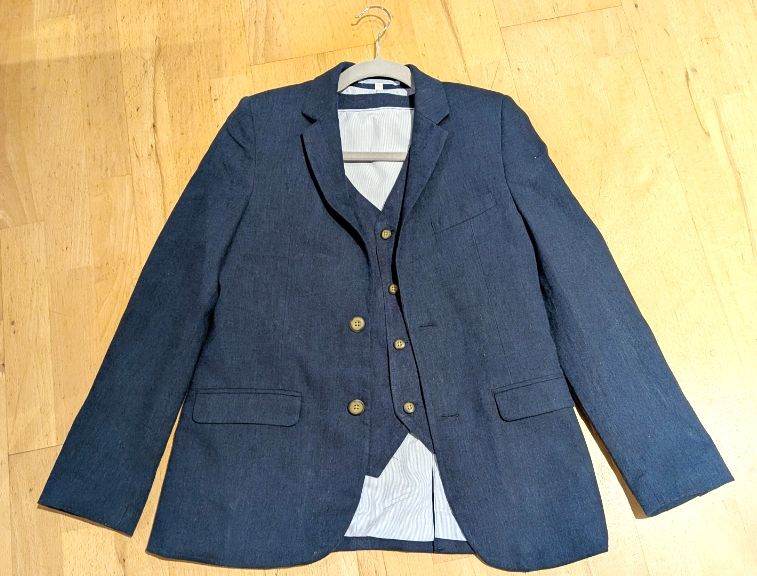 Boys M&S suit jacket and waistcoat set Navy size 11-12y 