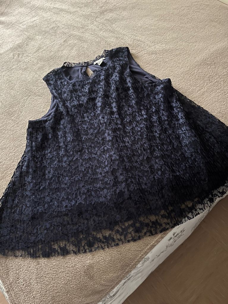 Blue Lace Sleeveless Top – Good Condition