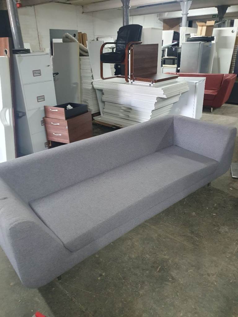 Grey 3 Seater Office Sofa