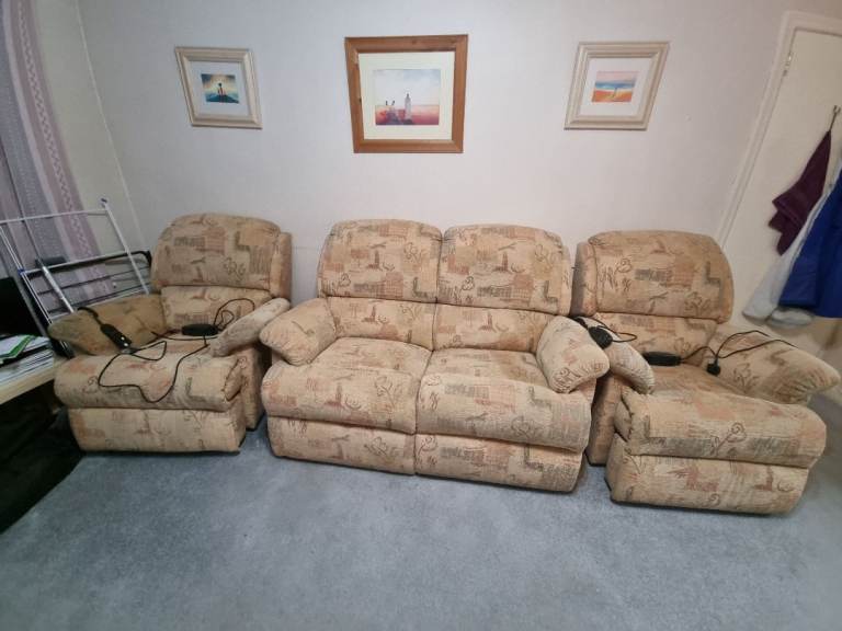 2 seater sofa and 2 reclining chairs