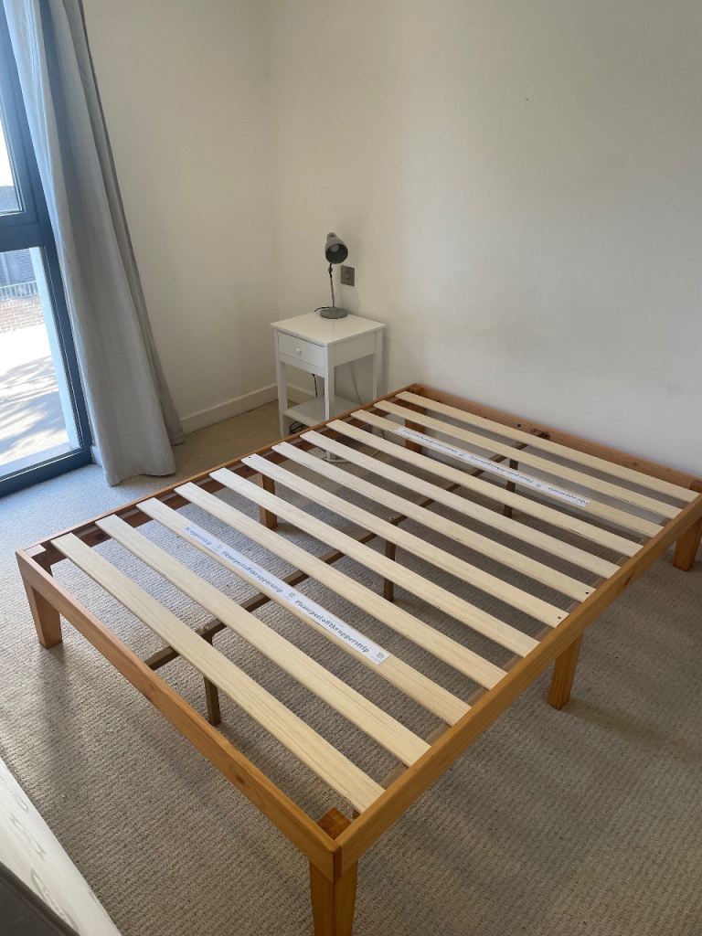 Wooden Bed Frame with Slats – Good Condition