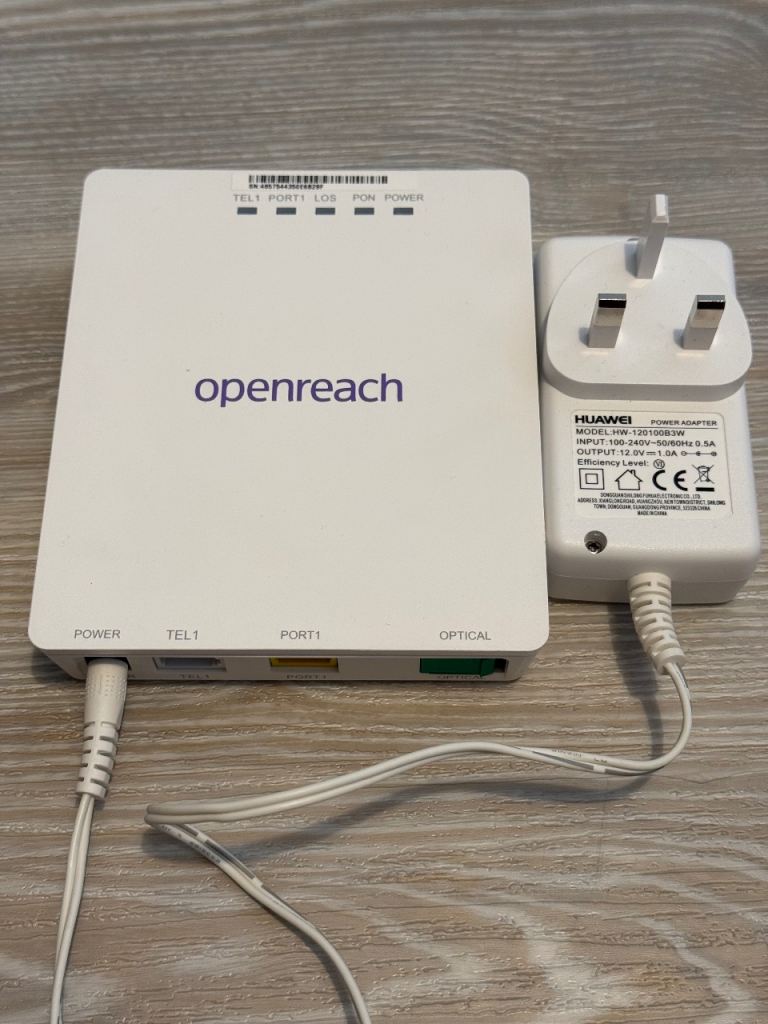 Openreach PON/Fibre modem.