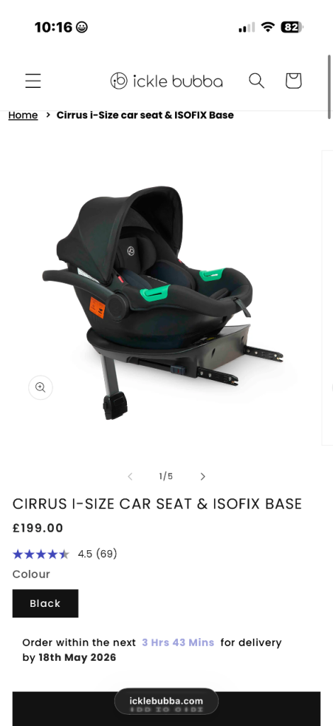 Ickle Bubba Cirrus i‑Size Car Seat + Isofix Base – Brand New & Sealed