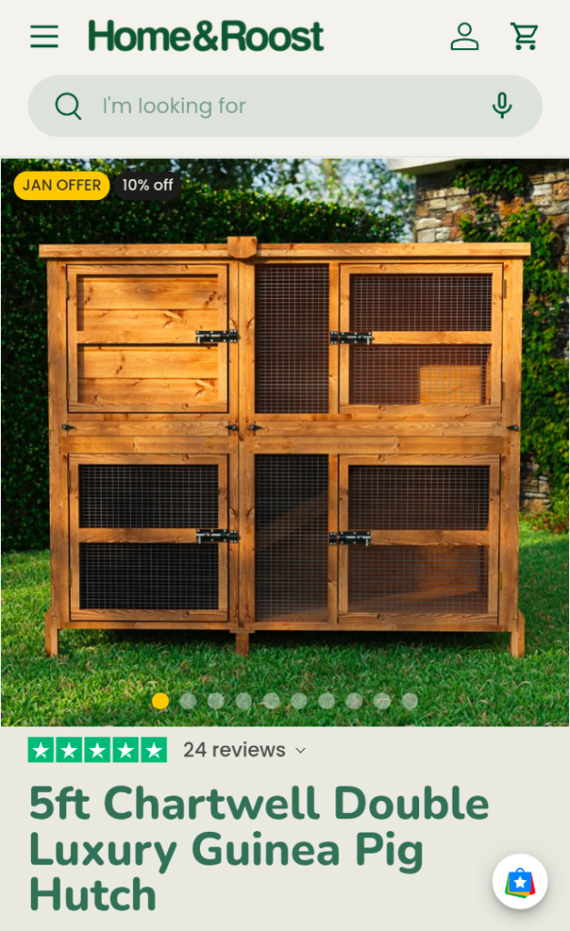 Home and Roost double guinea pig hutch 