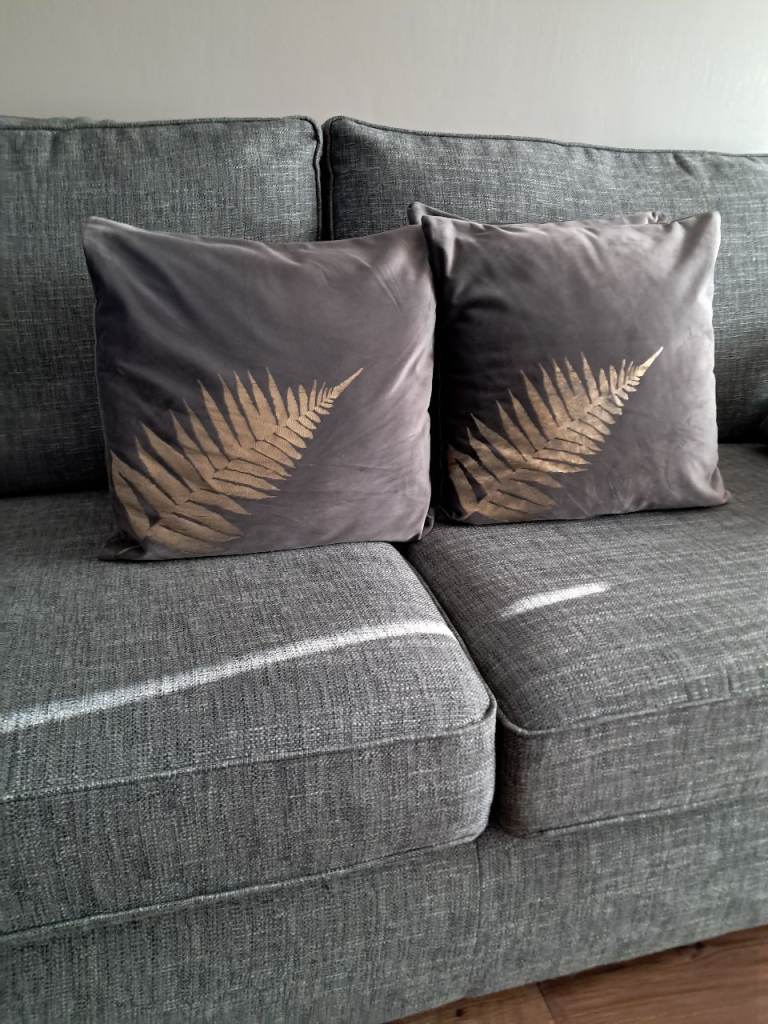 4 velvet grey cushions 