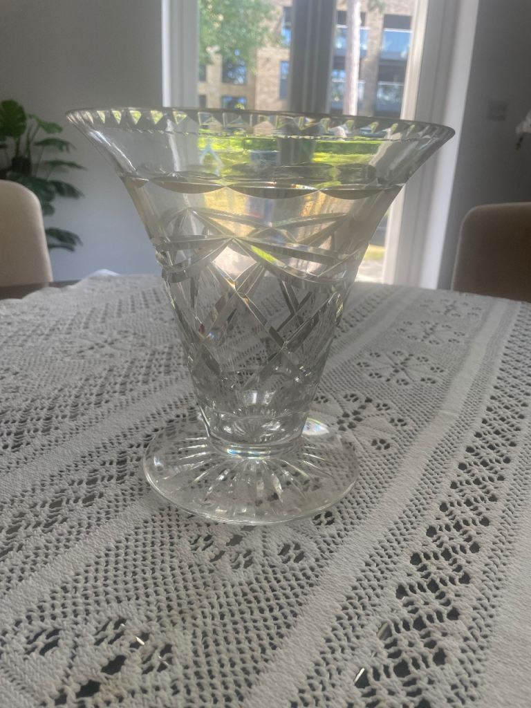 VINTAGE 1970s Stuart Lead Crystal Imperial Pattern Table Vase