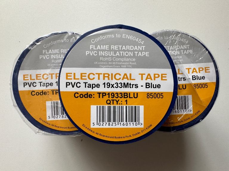 9 x Non-Branded Blue PVC Electrical Insulation Tape, 19mm x 33m 