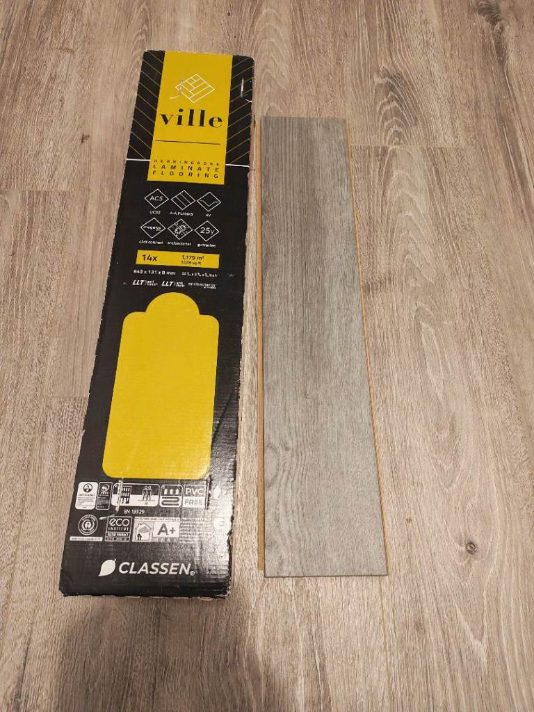Herringbone flooring grey